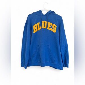 Vintage NHL St. Louis Blues Spellout Color Block Pullover Blue Hoodie Medium